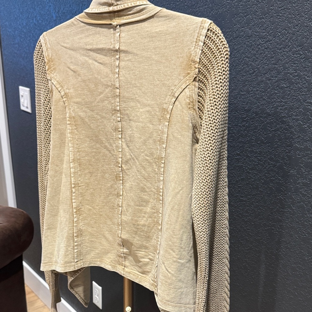 Natural Reflections Beige Knit Sleeve Cardigan Jacket Women’s Small - Picture 7 of 9